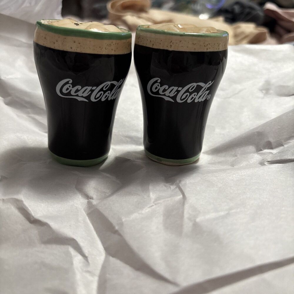Coca-Cola Collectible Soda Glass Shaped Salt And Pepper Shakers